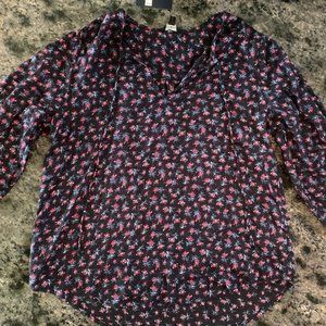 Lucky Brand Floral Navy Blouse